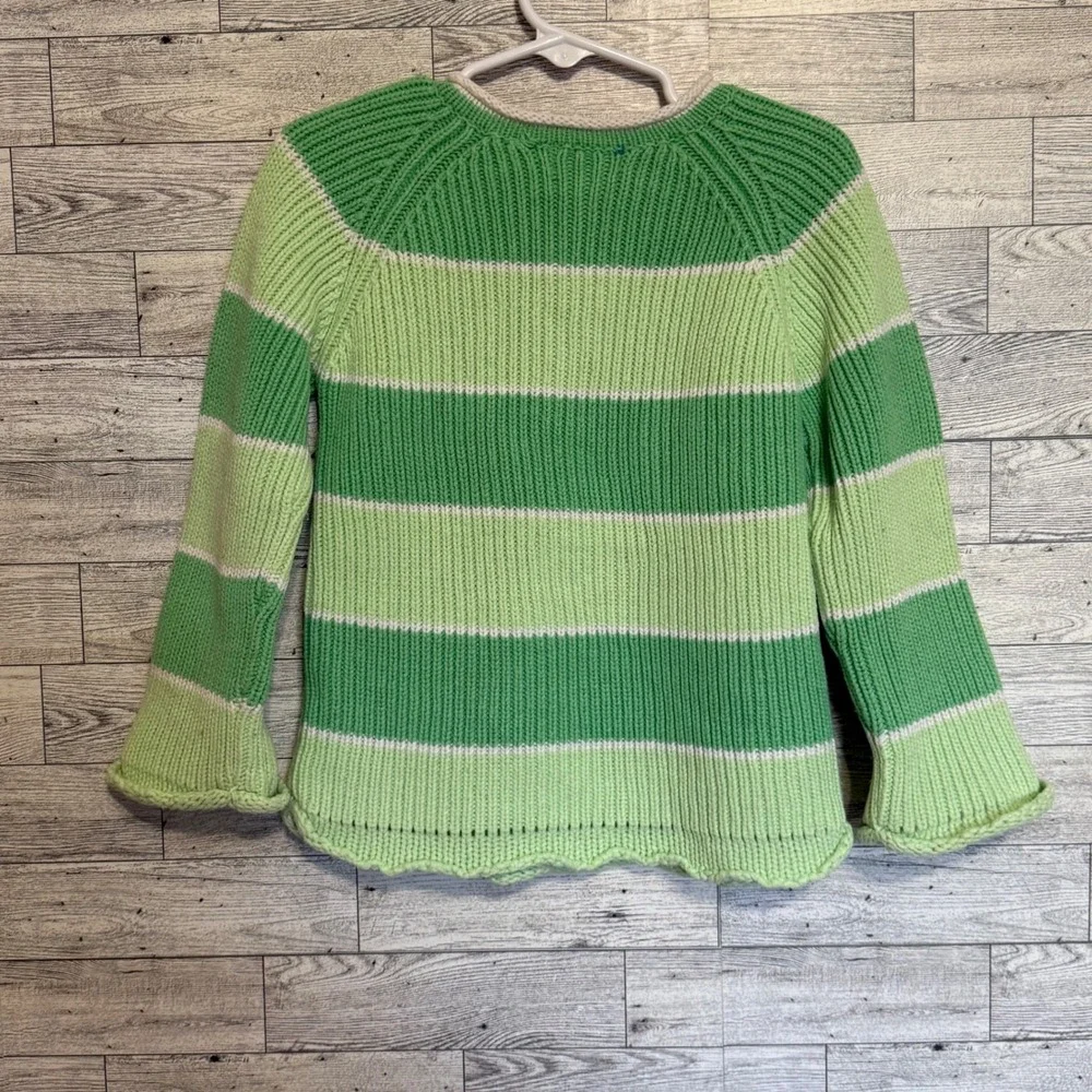 The Childrens Place Girls Green Striped Knit Sweater Sz-4T Buttons, Soft, Cozy‎